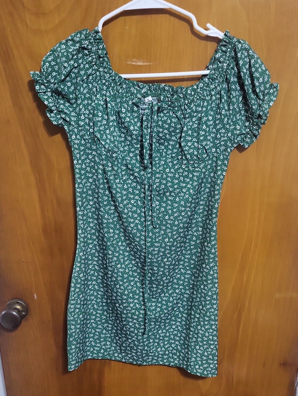 Womens Size Small By Shein- Green Floral Off-Shoulder Summer Dress
